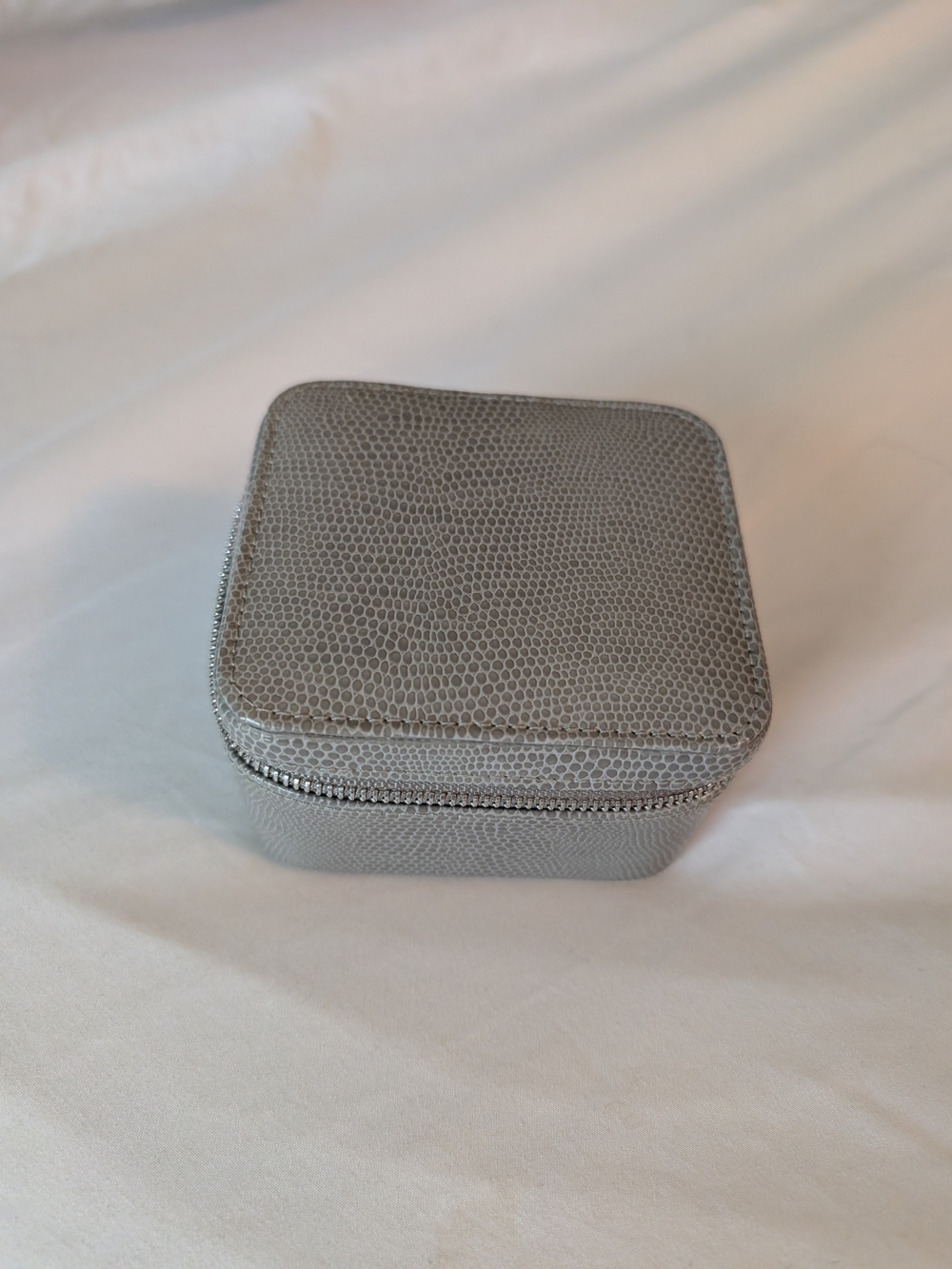 Pottery Barn Silver Textured Travel Jewelry Case